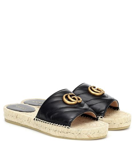 women's gucci espadrille slides|Gucci espadrille flat sale.